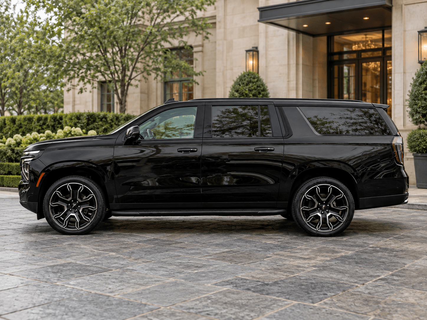 Luxury SUV chauffeur with passengers