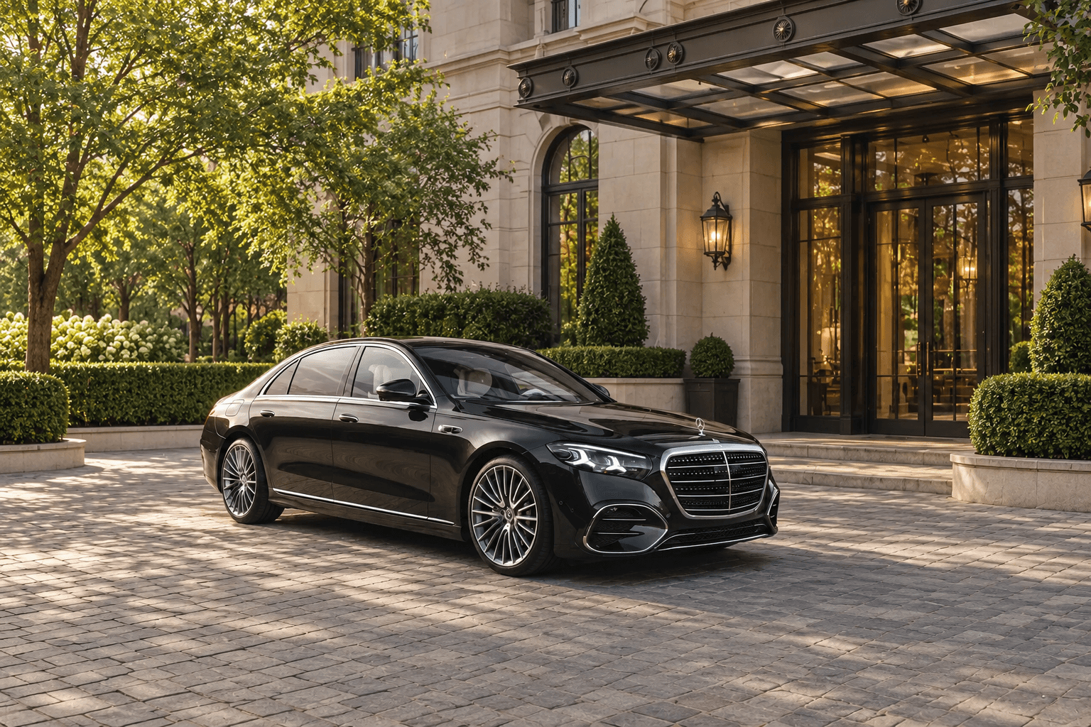 Chauffeur assisting guests at an airport transfer pickup